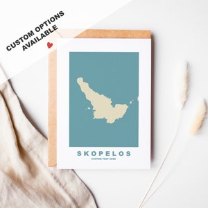Carte de voeux en Skopelos - Options personnalisées disponibles - Enveloppe recyclée incluse