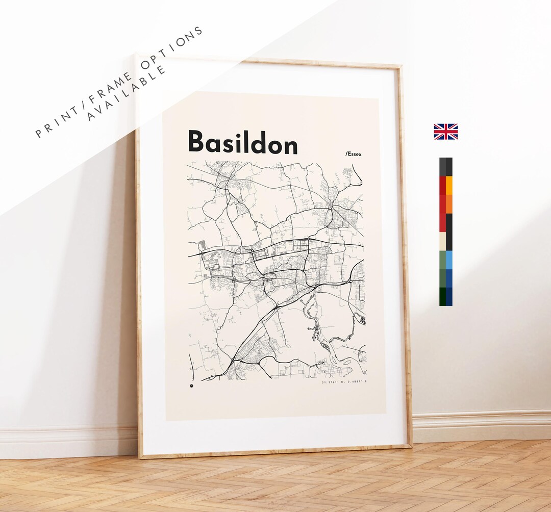 Basildon Map Print - Custom Options/colours Available - Prints or ...