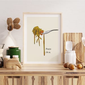 Pasta Please Print - &#39;Pasta plz x&#39; - Food Quote Poster - Kitchen Wall Art - Gift for Pasta Lover - Spaghetti Print - Italian Food - Wall Art