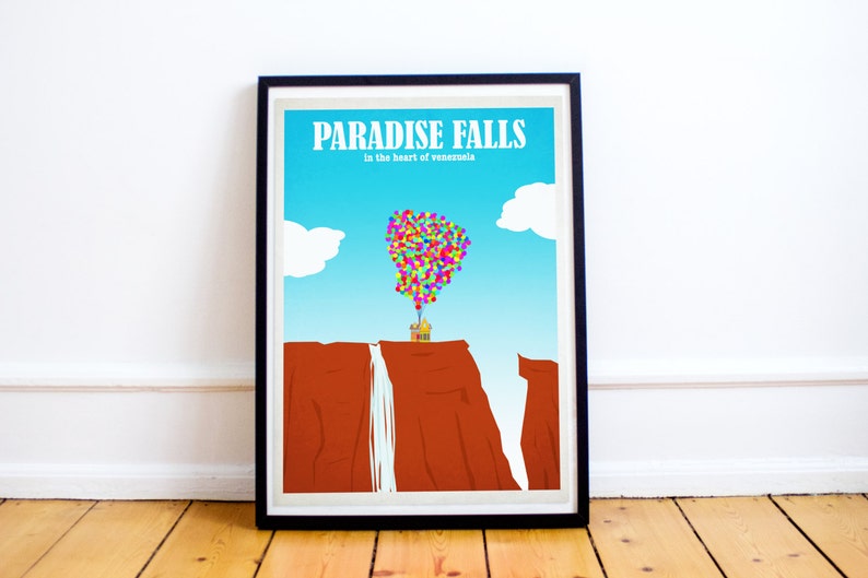Paradise Falls Up Pixar Poster Print Disney Art UP Etsy