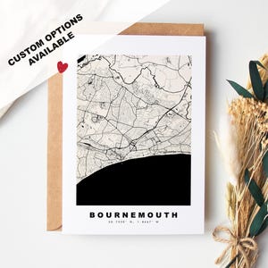 Carte de vœux Bournemouth - Options personnalisées disponibles - Enveloppe recyclée incluse