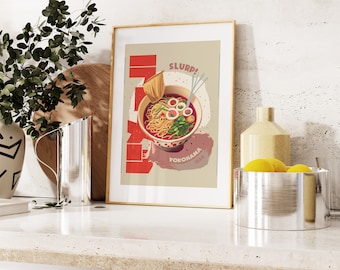 Ramen Print - Yokohama Chinatown - Kitchen Wall Art - Japanese Food - Ramen Poster - Kitchen Print - Foodie Gift - Food Lover - Vintage