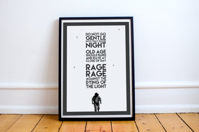 Interstellar Matthew Mcconaughey Dylan Thomas Poem Quote Etsy