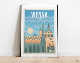 Vienna Travel Poster - Vienna - Vienna Wall Art - Prague Print - Travel Poster - Retro (Available In Many Sizes)