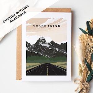 Tarjeta de felicitación de Grand Teton - Parque Nacional Grand Teton - Tarjetas de felicitación de parques nacionales de EE. UU. - Sobre incluido - Tarjeta reciclada blanca