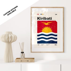 Kiribati Flag Print - Flag Poster - Mid Century Modern - Custom Options Available - Framed or Canvas Prints Available - Custom Gift