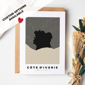 Carte de voeux personnalisée Côte d'Ivoire - Enveloppe Kraft incluse - Texte personnalisé - Carte de voeux Côte d'Ivoire - Anniversaire - Voyage - Anniversaire