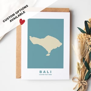 Cartão de felicitações de Bali - Opções personalizadas disponíveis - Envelope Kraft incluído - Aniversário - Aniversário - Viagem surpresa - Cartão personalizado