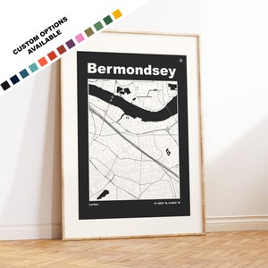 Bermondsey Map Print - Custom options/colours available - Prints or Framed Prints - Bermondsey London - Custom Text for Gift