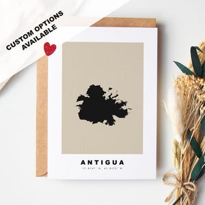 Cartão de felicitações personalizado de Antigua - Envelope Kraft incluído - Texto personalizado - Cartão de felicitações - Aniversário - Viagem surpresa - Aniversário