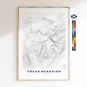 Creag Meagaidh Print - Contour Map - Creag Meagaidh Poster - Scotland - Topographic Map - Print - Wall Art - Creag Mèagaidh Map