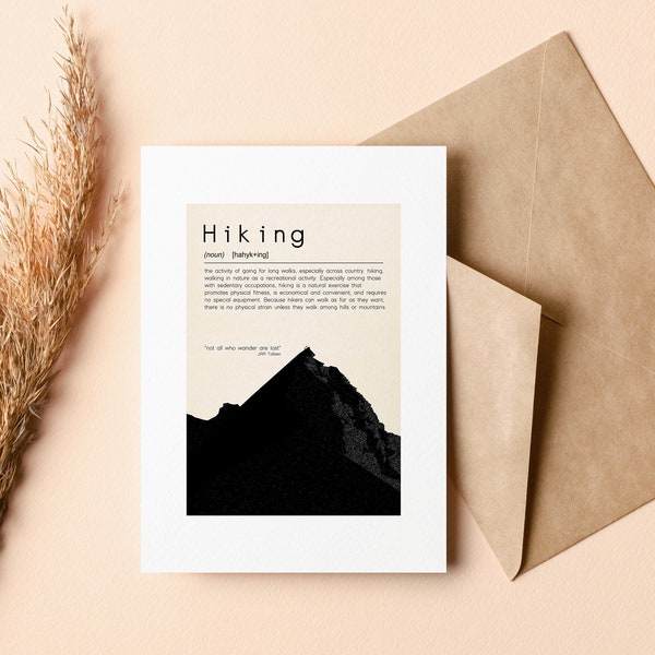 Hiking Greeting Card - Blank Card - Recycled Envelope Included - Hiking - Hiking Card - Gift for Hiker - Card for Hiker - Mountaineering