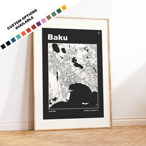 Baku Map Print - Custom options/colours available - Prints or Framed Prints - Baku, Azerbaijan - Custom Text for Gift