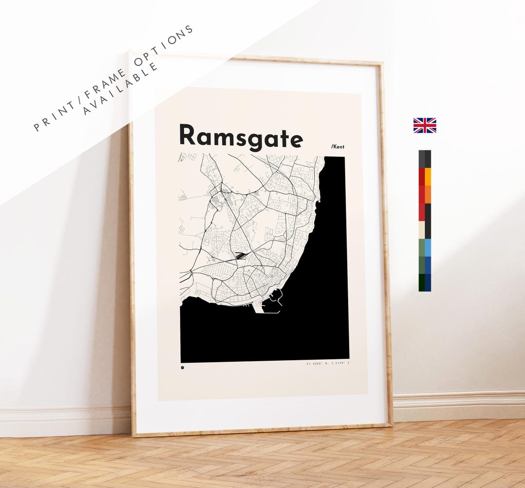 Ramsgate Map Print - Custom Options/colours Available - Prints or ...