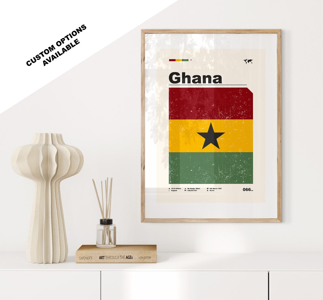 Ghana Flag Print Flag Poster Mid Century Modern Custom Options ...