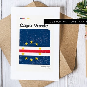 Biglietto di auguri di Capo Verde - Biglietto di auguri personalizzato - Bandiera di Capo Verde - Biglietto vuoto - Busta riciclata inclusa - Biglietto di auguri - Compleanno