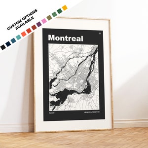 Montreal Map Print - Custom options/colours available - Prints or Framed Prints - Montreal, Canada - Custom Text for Gift