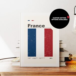 Frankreich Notizbuch - Flagge - A5 oder A4 - Landkarte Notizbuch - Hardcover Journal - Ringgebundenes Notizbuch - Liniert - Normalpapier - Kleines Geschenk - Geschenk