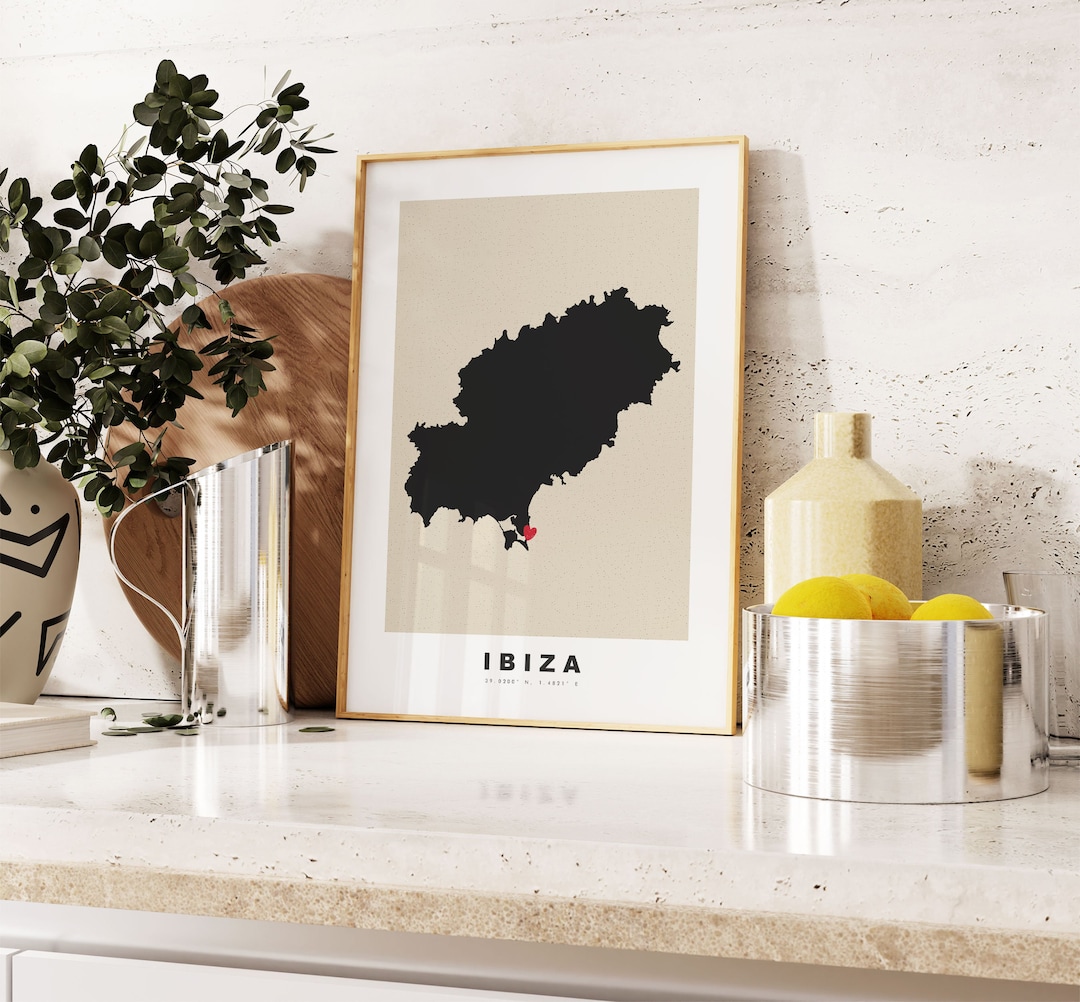 Ibiza Print - Custom Map Print - Personalised Text Gift Options ...