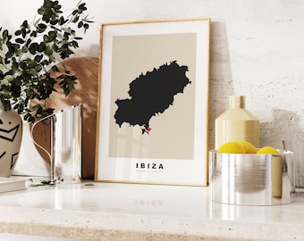Ibiza Print - Custom Map Print - Personalised Text Gift Options - Frames/Canvas Options - Vintage Style Map Print