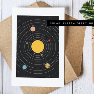 Carte de voeux système solaire - Carte de voeux spatiale - Carte vierge - Enveloppe recyclée incluse - Carte de voeux astronomie - Anniversaire - Merci