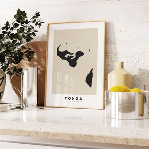 Tonga Print - Custom Map Print - Personalised Text Gift Options - Frames/Canvas Options - Vintage Style Map Print