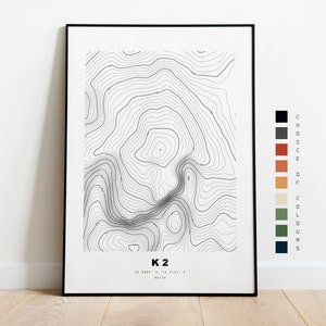 K2 Carta Geografica -  Manifesto - Stampa  Manifesto della mappa