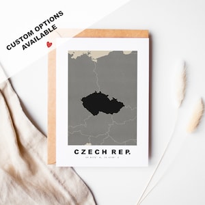 Cartão de felicitações personalizado da República Checa - Envelope Kraft incluído - Texto personalizado - Cartão de felicitações da República Checa - Aniversário - Viagem surpresa