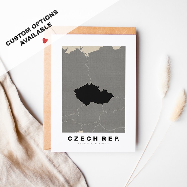 Czech Republic Custom Greeting Card - Kraft Envelope Included - Custom Text - Czechia Greeting Card - Anniversary - Surprise Trip