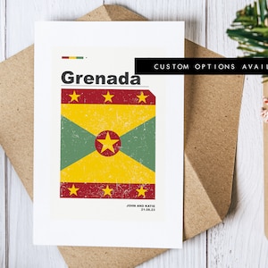Grenada Grußkarte - Individuelle Grußkarte - Grenada Flagge - Blanko Karte - Recycling Umschlag inklusive - Grenada Grußkarte - Geburtstag