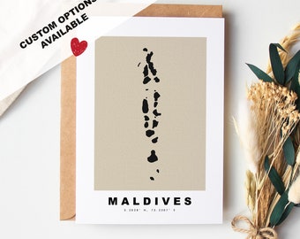 Maldives Custom Greeting Card - Kraft Envelope Included - Custom Text - Maldives Greeting Card - Anniversary - Surprise Trip - Birthday