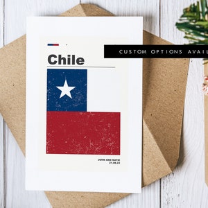 Tarjeta de felicitación de Chile - Tarjeta de felicitación personalizada - Chile - Tarjeta en blanco - Sobre reciclado incluido - Tarjeta de felicitación de Chile - Cumpleaños - Aniversario