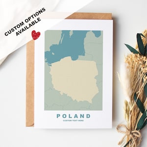 Wenskaart Polen - aangepaste opties beschikbaar - kraftenvelop inbegrepen - jubileum - verjaardag - verrassingsreis - aangepaste kaart