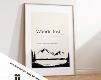 Wanderlust Definition Print - Custom Text/Quote Options - Customised Gift - Framed or Canvas - Quote Print - Different Colours Available