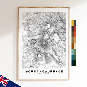 Mount Ngauruhoe Impression - Nouvelle-Zélande - Carte des contours  - Carte topographique - Impression - Affiche - Impression de carte