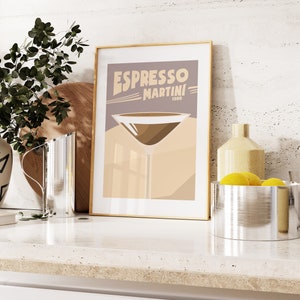 Espresso Martini Druck - Küchen Wandkunst - Espresso Martini Cocktail Poster - Retro inspirierter Küchendruck - Retro Cocktail Poster