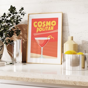 Cosmopolitan Cocktail Print - Küchen Wandkunst - Cosmopolitan Cocktail Poster - Retro inspirierter Küchendruck - Retro Cocktail Poster