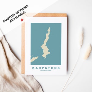 Cartão de felicitações Karpathos - Opções personalizadas - Envelope Kraft - Aniversário - Aniversário - Viagem surpresa - Carpathos - Κάρπαθος - Grécia