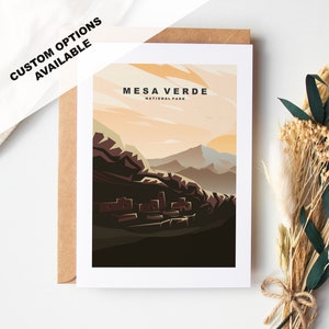 Carte de voeux Mesa Verde - Parc national de Mesa Verde - Cartes de voeux des parcs nationaux des États-Unis - Enveloppe incluse - Carte recyclée blanche