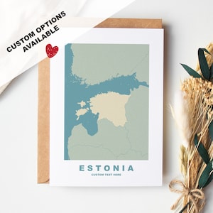 Cartão de felicitações da Estônia - Opções personalizadas disponíveis - Envelope Kraft incluído - Aniversário - Aniversário - Viagem surpresa - Cartão personalizado