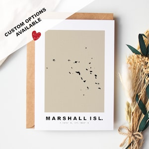 Cartão de felicitações personalizado das Ilhas Marshall - Envelope Kraft incluído - Texto personalizado - Cartão de felicitações - Aniversário - Viagem surpresa - Aniversário