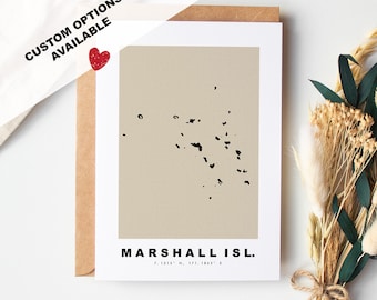 Marshall Islands Custom Greeting Card - Kraft Envelope Included - Custom Text - Greeting Card - Anniversary - Surprise Trip - Birthday