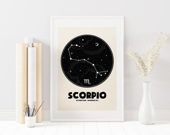 Scorpio Print - Customisable - Zodiac Starsign - Constellation - Personalised Print - Wall Art - Zodiac Print - Scorpio Zodiac Sign - Gift