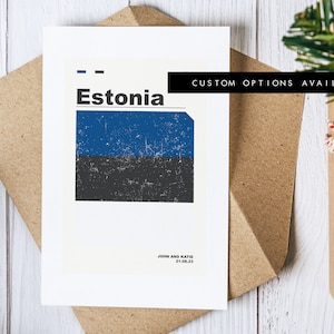 Tarjeta de felicitación de Estonia - Tarjeta de felicitación personalizada - Bandera de Estonia - Tarjeta en blanco - Sobre reciclado incluido - Tarjeta de felicitación de Estonia - Cumpleaños