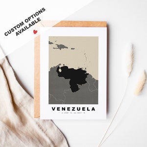 Cartão de felicitações personalizado da Venezuela - Envelope Kraft incluído - Texto personalizado - Cartão de felicitações da Venezuela - Aniversário - Viagem surpresa - Aniversário