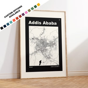 Addis Ababa Map Print - Print, Framed or on Canvas - Addis Ababa Poster - Addis Ababa Ethiopia - Custom Text Options - Map Wall Art - Gift