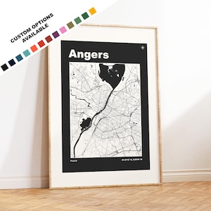 Angers Karte - Druck, gerahmt oder auf Leinwand - Angers Poster - Angers Frankreich - Benutzerdefinierte Textoptionen - Frankreich Stadtpläne