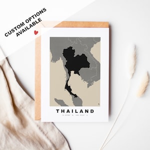 Cartão de felicitações personalizado da Tailândia - Envelope Kraft incluído - Texto personalizado - Cartão de felicitações da Tailândia - Aniversário - Viagem surpresa - Aniversário