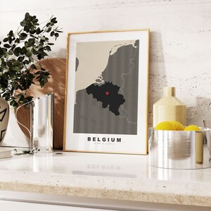 Belgium Print - Custom Map Print - Personalised Text Gift Options - Frames/Canvas Options - Vintage Style Map Print