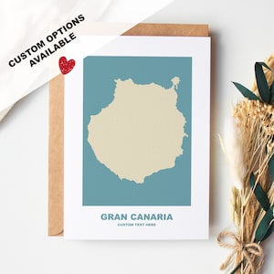 Cartão de felicitações Gran Canaria - Opções personalizadas disponíveis - Envelope Kraft incluído - Aniversário - Aniversário - Viagem surpresa - Cartão personalizado